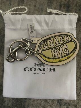 Coach Yellow & Cream Leather 'COACH NYC' Key Charm